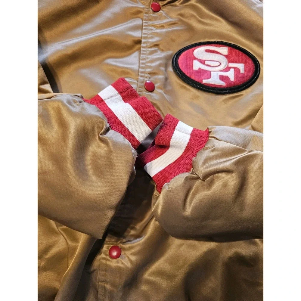 Chalk Line Gold Satin Jacket NFL San Francisco 49ers Forty Niners Size XL USA